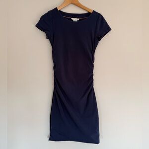 Boden Ruched Navy Blue Stretch Bodycon Dress Above Knee Size 6